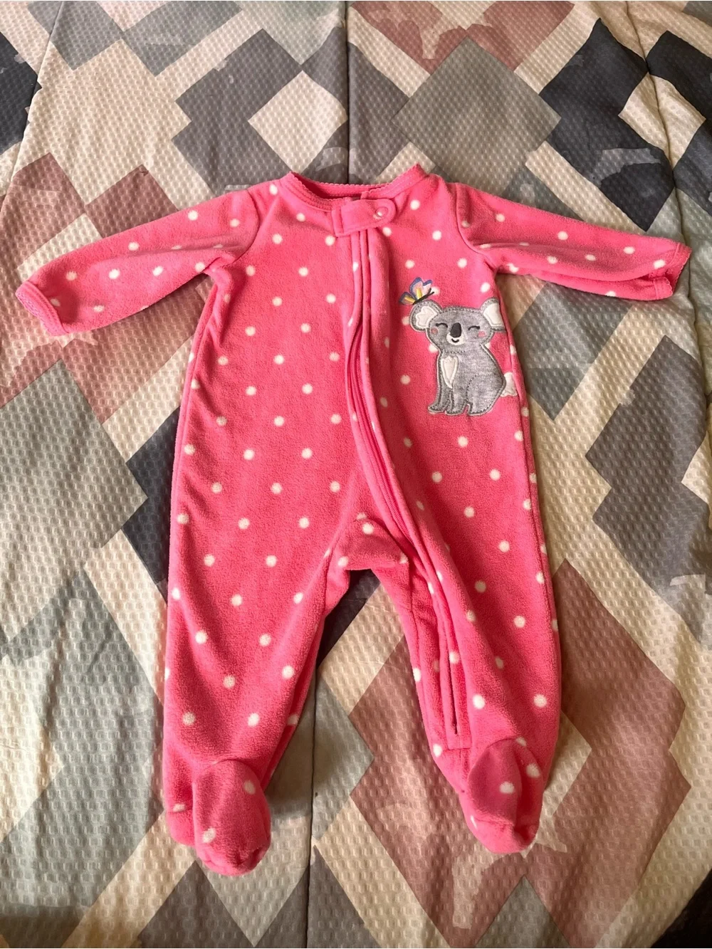 Carter's Pink Polka Dot Koala Footed One-Piece
